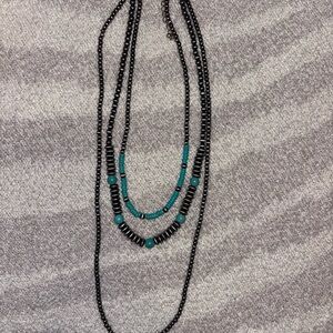 Elegant Black and Turquoise Beaded Necklace
